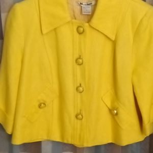 FINAL PRICE NYGARD beautiful yellow 3/4 sleeve jacket w front & pocket buttons 4